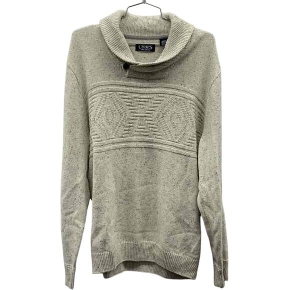 Vintage Chaps 60% Cotton Shawl Collar Sweater L Made in Hong Kong - Picture 1 of 5